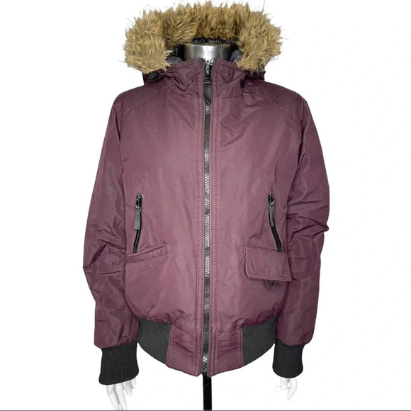 🛍️3/$40 Reversible Bomber Jacket w/ Faux Fur  Trim on Hood Winter Coat - Picture 9 of 12